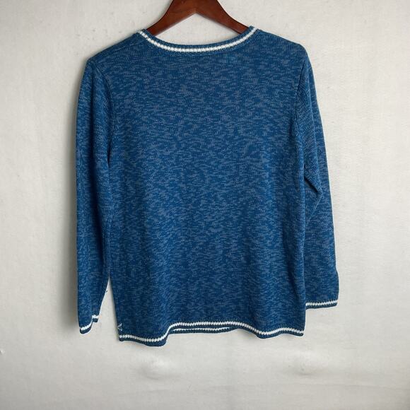 Holiday Time Ugly Christmas Sweater Meowy Christmas Cat 1X 16W Blue - Picture 5 of 8